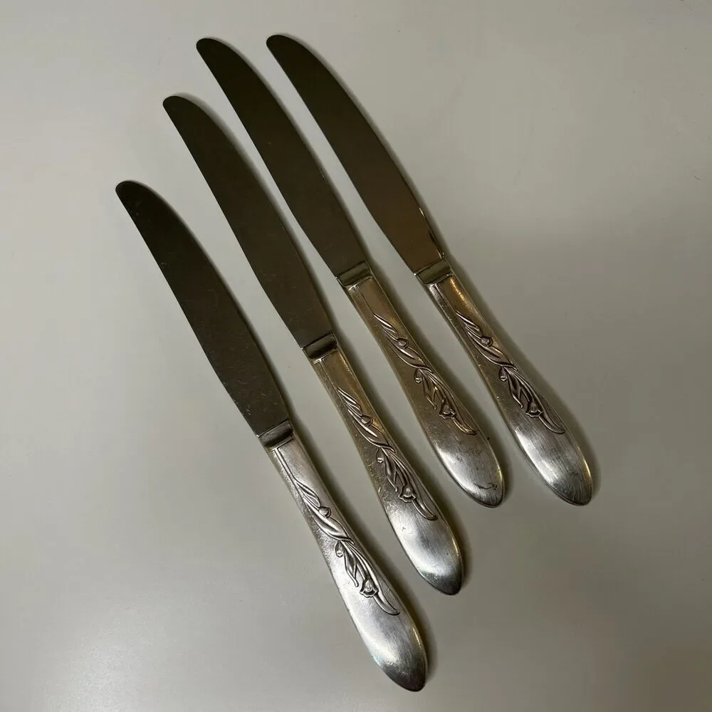 Vintage Stainless Steel Flatware Dinner Knife Knives Set Of 4 lightweight